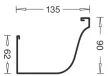 135mm 1/4 Round Spouting profile drawing