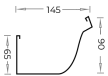 145mm Deep Quad Spouting profile drawing