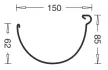 150mm 1/4 Round Spouting profile drawing