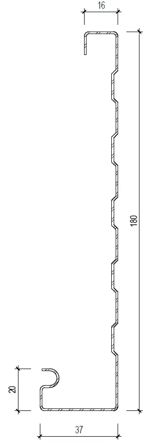 Side profile of a continuous colour steel fascia